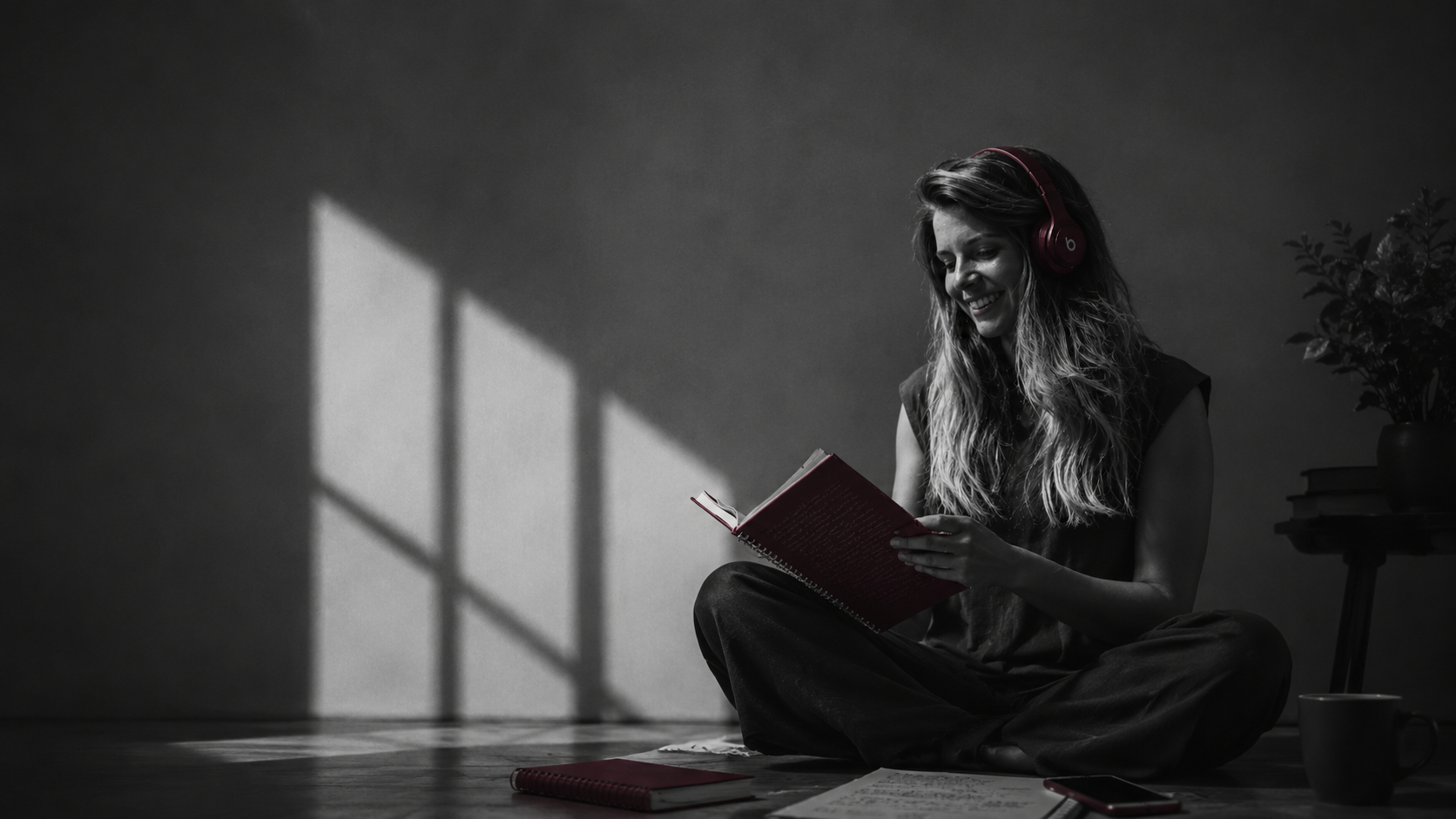 Listener in calm reflection